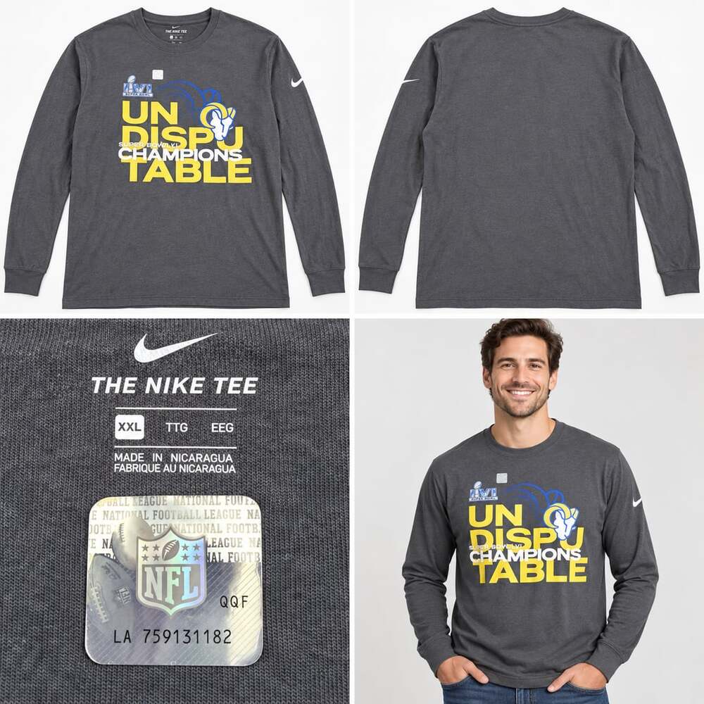 Nike Los Angeles Rams Super Bowl LVI Long Sleeve Tee Size XXL Gray